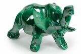Polished Banded Malachite Elephant Carving - DR Congo #349281-1
